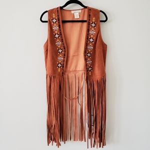 Fringe embroidered vest